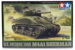 32523 | Tamiya 1/48 U.S. M4A1 Sherman Medium Tank Scaled Plastic Model Kit