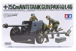 35047 | Tamiya 1/35 German 75mm Pak 40/L46 Anti-Tank Gun Scaled Plastic Model Kit