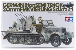 35050 | Tamiya 1/35 German 8 Ton Half-Track W/ 20mm Flakvierling (Sd.Kfz7/1) Scaled Plastic Model Kit