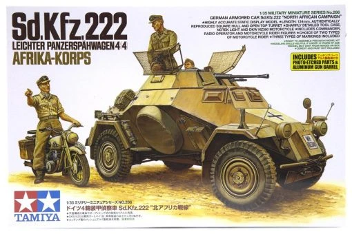 35286 | Tamiya 1/35 German Light Armored 4x4 (Sd.Kfz.222) North African Campaign Scaled Plastic Model Kit -Tamila Model Shop TAM 35286 00 1200x800 1