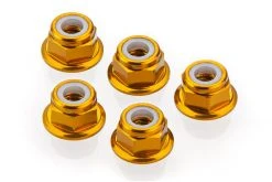 53161 | Tamiya 4mm Gold Aluminium Flanged Nyloc Nuts 5Pcs
