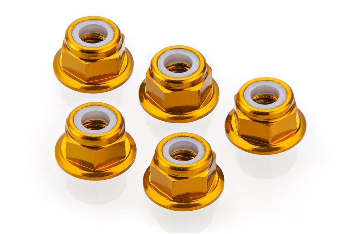 53161 | Tamiya 4mm Gold Aluminium Flanged Nyloc Nuts 5Pcs 3 53161 | Tamiya 4mm Gold Aluminium Flanged Nyloc Nuts 5Pcs