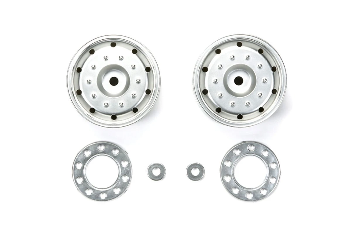 56519 | Tamiya 1/14 1.7" Truck Metal Plated Matte Silver Rims 2Pcs 3 56519 | Tamiya 1/14 1.7" Truck Metal Plated Matte Silver Rims 2Pcs