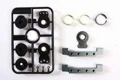 56537 | Tamiya Gunmetal Aluminium Duel Servo Mount & Hi-Torque Servo Saver Horn Set
