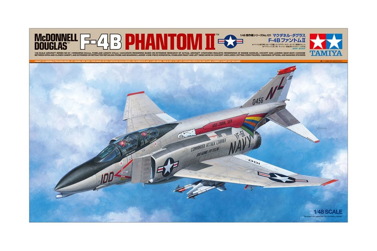 61121 | Tamiya 1/48 McDonnell Douglas F-4B Phantom II Fighter Jet Scaled Plastic Model Kit 3 61121 | Tamiya 1/48 McDonnell Douglas F-4B Phantom II Fighter Jet Scaled Plastic Model Kit