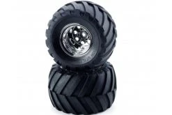 9805618 | Tamiya Wild Willy 2 1.9" Front V Groove Tyres On Chrome Rims - Wheels 2Pcs